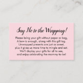 Zeg Nr. Wrapping Baby shower roze kaartje Informatiekaartje (Voorkant)