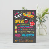 Zeg Queso Mexican Fiesta Party Invitation Kaart (Staand voorkant)