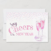 Zeg tegen de roze champagnebril van het Nieuwjaar Kaart (Voorkant)