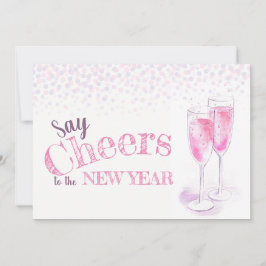 Zeg tegen de roze champagnebril van het Nieuwjaar Kaart