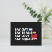 Zeg tegen Gay zeggen tegen Trans Say Love tegen Eq Briefkaart (Staand voorkant)