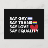 Zeg tegen Gay zeggen tegen Trans Say Love tegen Eq Briefkaart (Voorkant)