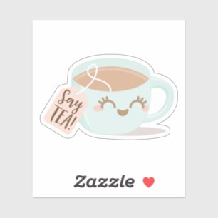 Zeg thee! Schattigee Kawaii stijl Tea Cup Illustra Sticker