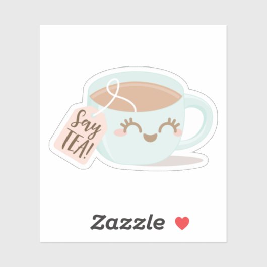 Zeg thee! Schattigee Kawaii stijl Tea Cup Illustra Sticker (Vel)