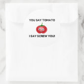 Zeg tomaat ronde sticker (Tas)