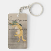 Zeg wat je bedoelt, bedoel je wat je zegt sleutelhanger (achterkant)