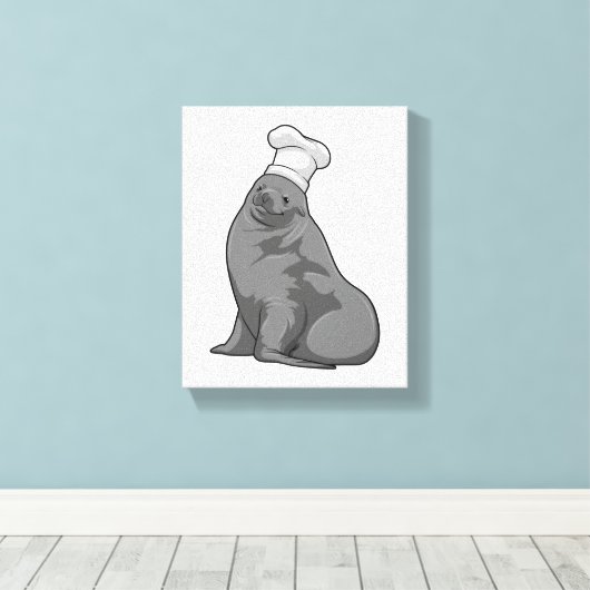 Zegel als Cook met Chef-pet Canvas Afdruk (Insitu (Houten vloer))