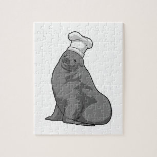 Zegel als Cook met Chef-pet Legpuzzel