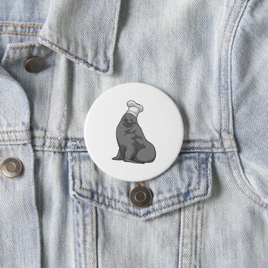 Zegel als Cook met Chef-pet Ronde Button 7,6 Cm (In situ)
