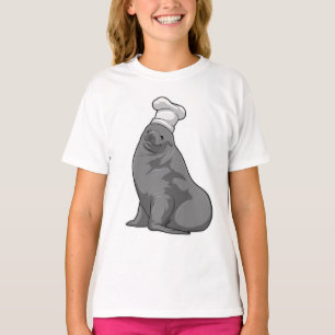 Zegel als Cook met Chef-pet T-shirt
