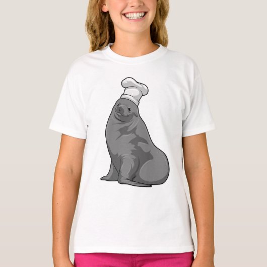 Zegel als Cook met Chef-pet T-shirt (Voorkant)