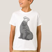 Zegel als Cook met Chef-pet T-shirt (Voorkant)