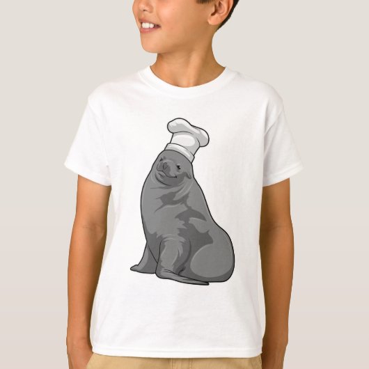 Zegel als Cook met Chef-pet T-shirt (Voorkant)