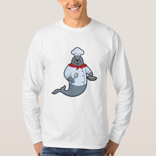 Zegel als Cook met Pan & Spatula T-shirt (Voorkant)