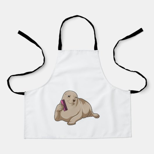 Zegel als hairdresser met Comb Schort (Voorkant)