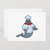 Zegel als kok met pan en spatel briefkaart (Voorkant / Achterkant)