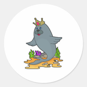 Zegel als koning met kroon