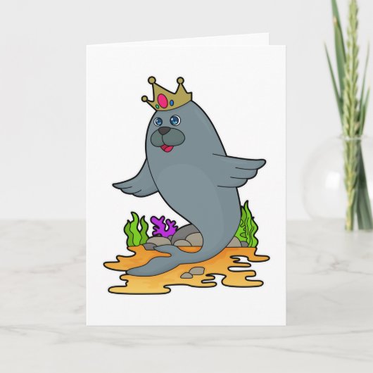 Zegel als koning met kroon kaart (Voorkant)