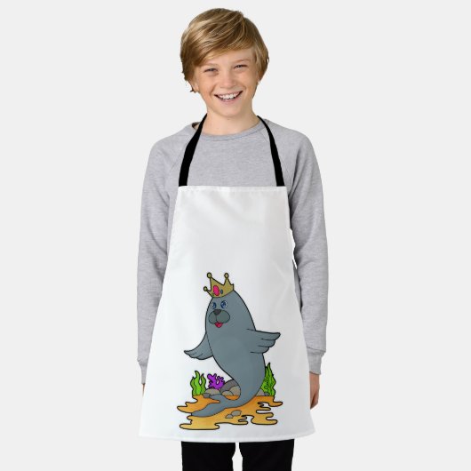 Zegel als koning met kroon schort (Gedragen)