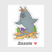 Zegel als koning met kroon sticker (Vel)