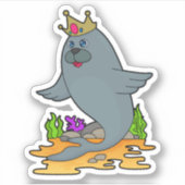 Zegel als koning met kroon sticker (Voorkant)