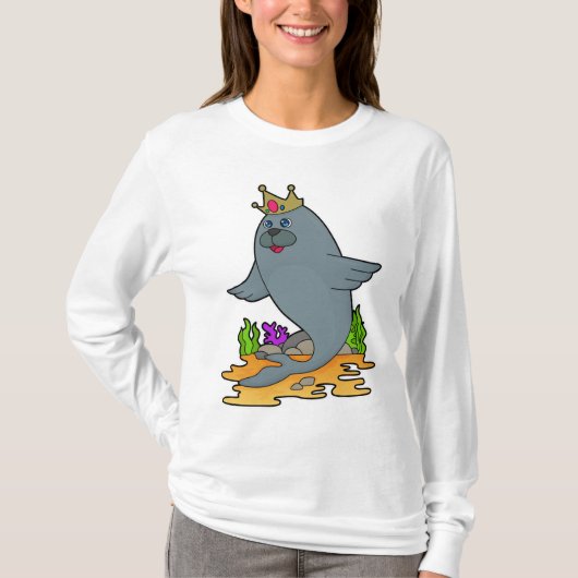 Zegel als koning met kroon t-shirt (Voorkant)