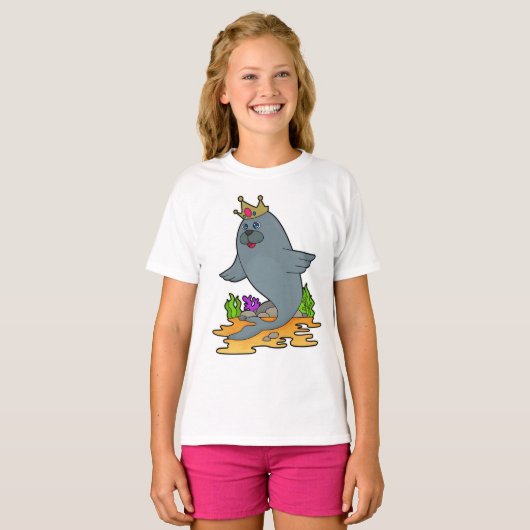 Zegel als koning met kroon t-shirt (Voorkant volledig)