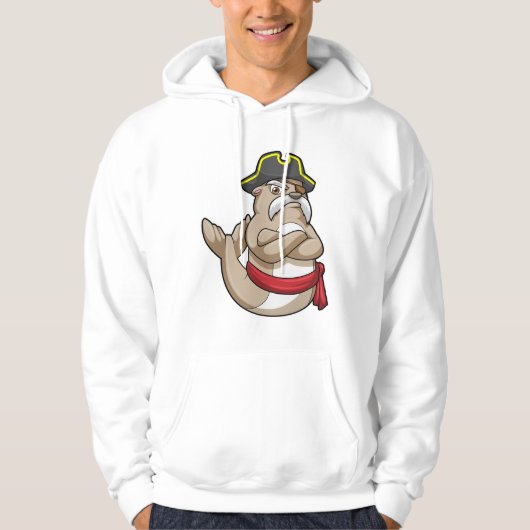 Zegel als Piraat met Piratenpet Hoodie (Voorkant)