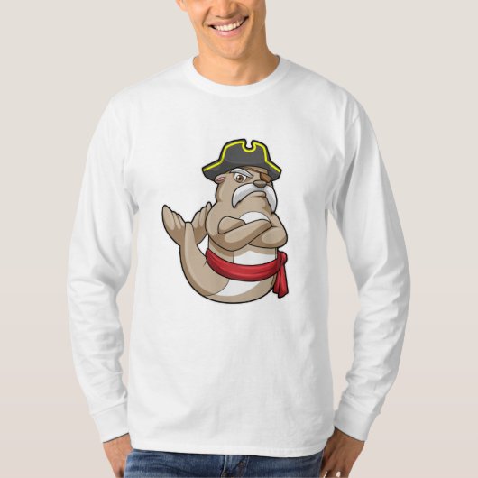 Zegel als Piraat met Piratenpet T-shirt (Voorkant)