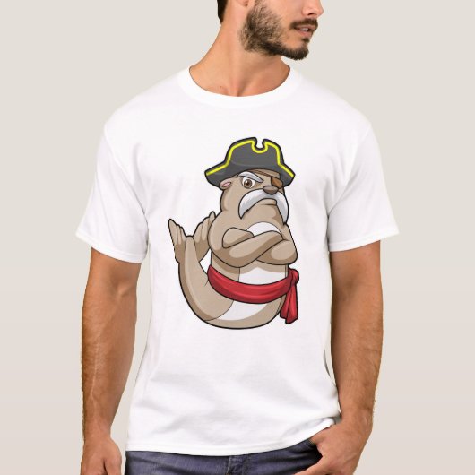 Zegel als Piraat met Piratenpet T-shirt (Voorkant)