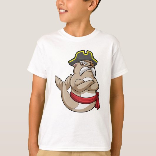 Zegel als Piraat met Piratenpet T-shirt (Voorkant)