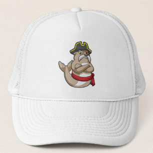 Zegel als Piraat met Piratenpet Trucker Pet