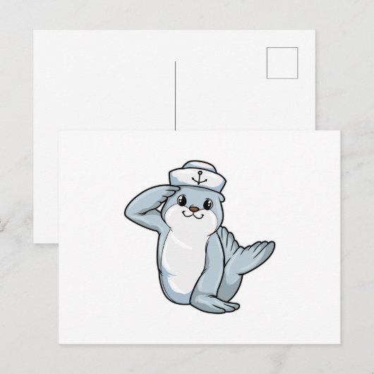 Zegel als Sailor met Sailor pet Briefkaart (Voorkant / Achterkant)