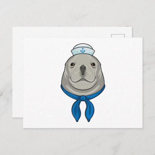 Zegel als Sailor met Sailor pet Briefkaart (Voorkant / Achterkant)