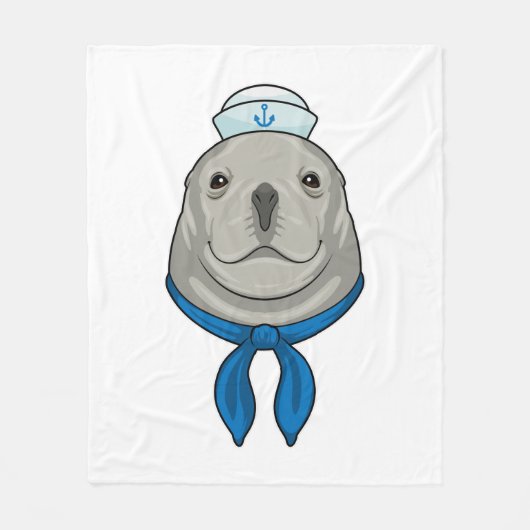Zegel als Sailor met Sailor pet Fleece Deken (Voorkant)