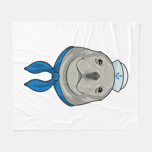 Zegel als Sailor met Sailor pet Fleece Deken (Voorkant (Horizontaal))