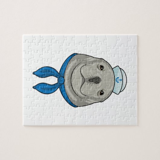 Zegel als Sailor met Sailor pet Legpuzzel (Horizontaal)
