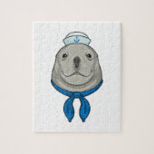 Zegel als Sailor met Sailor pet Legpuzzel (Verticaal)