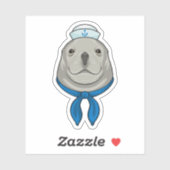 Zegel als Sailor met Sailor pet Sticker (Vel)