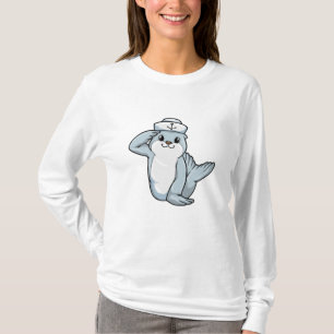 Zegel als Sailor met Sailor pet T-shirt