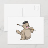 Zegel als Schilder met verfkwast Briefkaart (Voorkant / Achterkant)