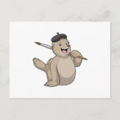 Zegel als Schilder met verfkwast Briefkaart (Voorkant)