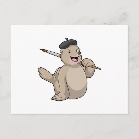 Zegel als Schilder met verfkwast Briefkaart (Voorkant)