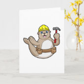 Zegel als timmerman met hamer en hoed kaart (Gele Bloem)