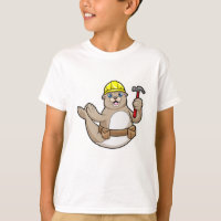 Zegel als timmerman met hamer en Pet