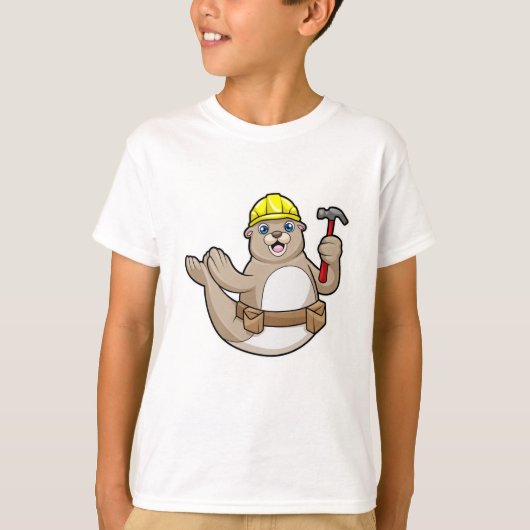 Zegel als timmerman met hamer en Pet T-shirt (Voorkant)