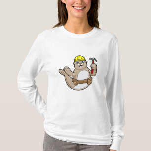 Zegel als timmerman met hamer en Pet T-shirt