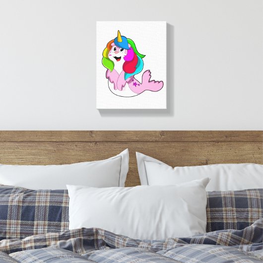 Zegel als Unicorn Canvas Afdruk (Insitu (Slaapkamer))