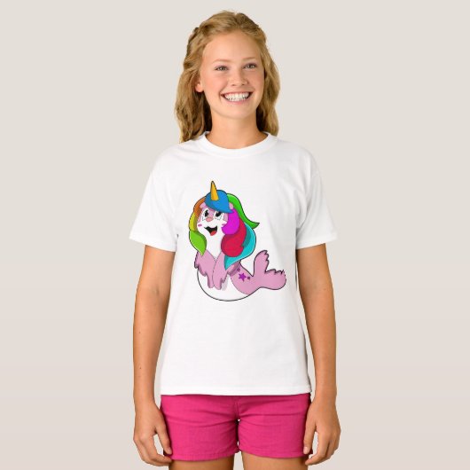 Zegel als Unicorn T-shirt (Voorkant volledig)