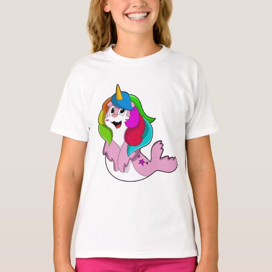Zegel als Unicorn T-shirt (Voorkant)